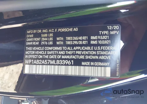 2021 Porsche Macan S from USA, damaged, VIN WP1AB2A57MLB33961